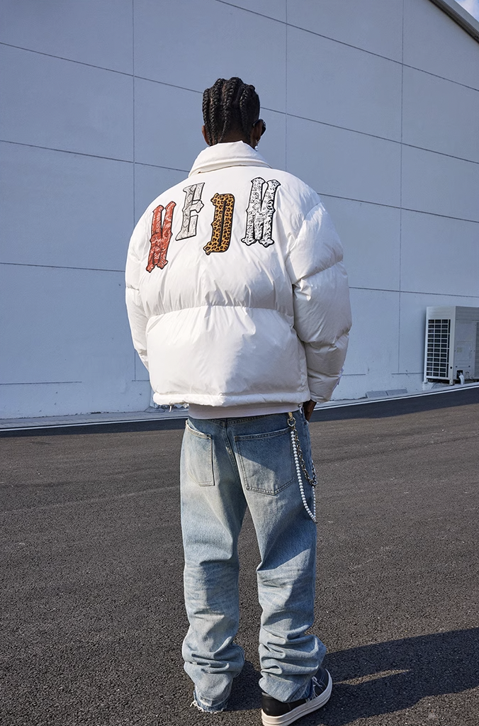 MEDM Multi Patchwork Leather Lapel Down Jacket