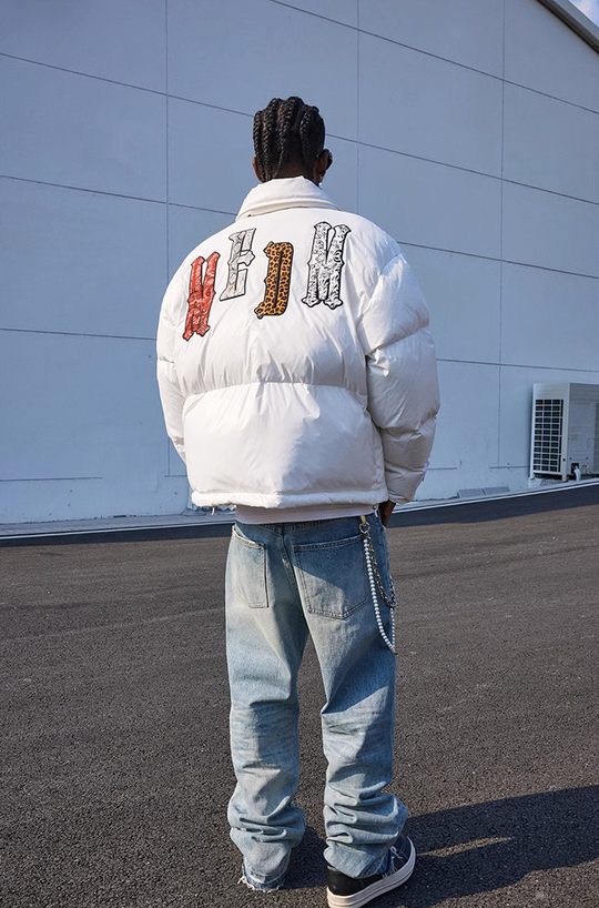 MEDM Multi Patchwork Leather Lapel Down Jacket