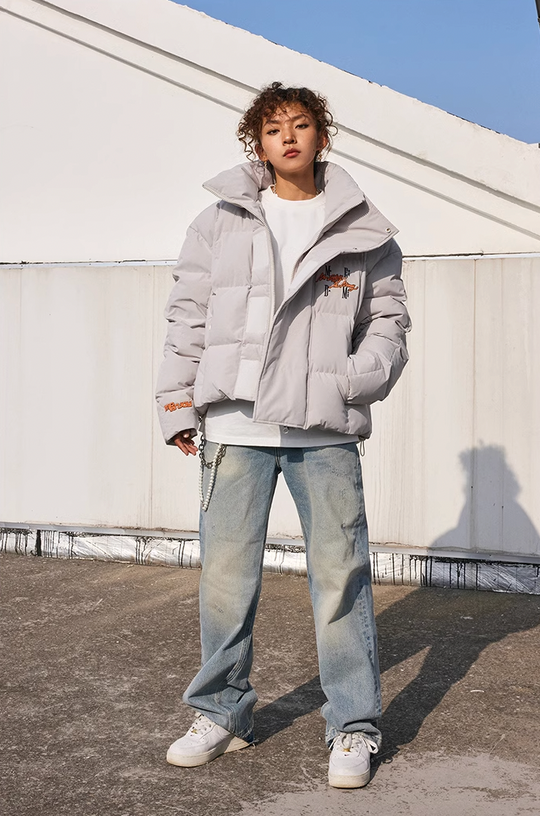 MEDM Standing Collar Embroidery Short Down Jacket