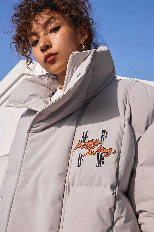 MEDM Standing Collar Embroidery Short Down Jacket