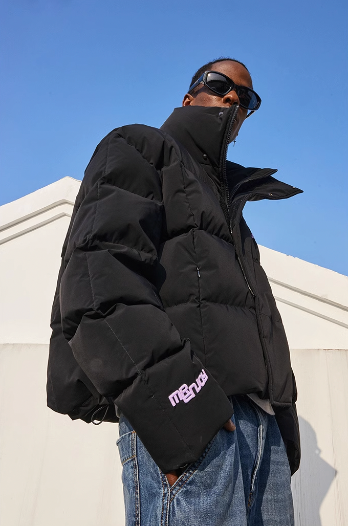 MEDM Standing Collar Embroidery Short Down Jacket