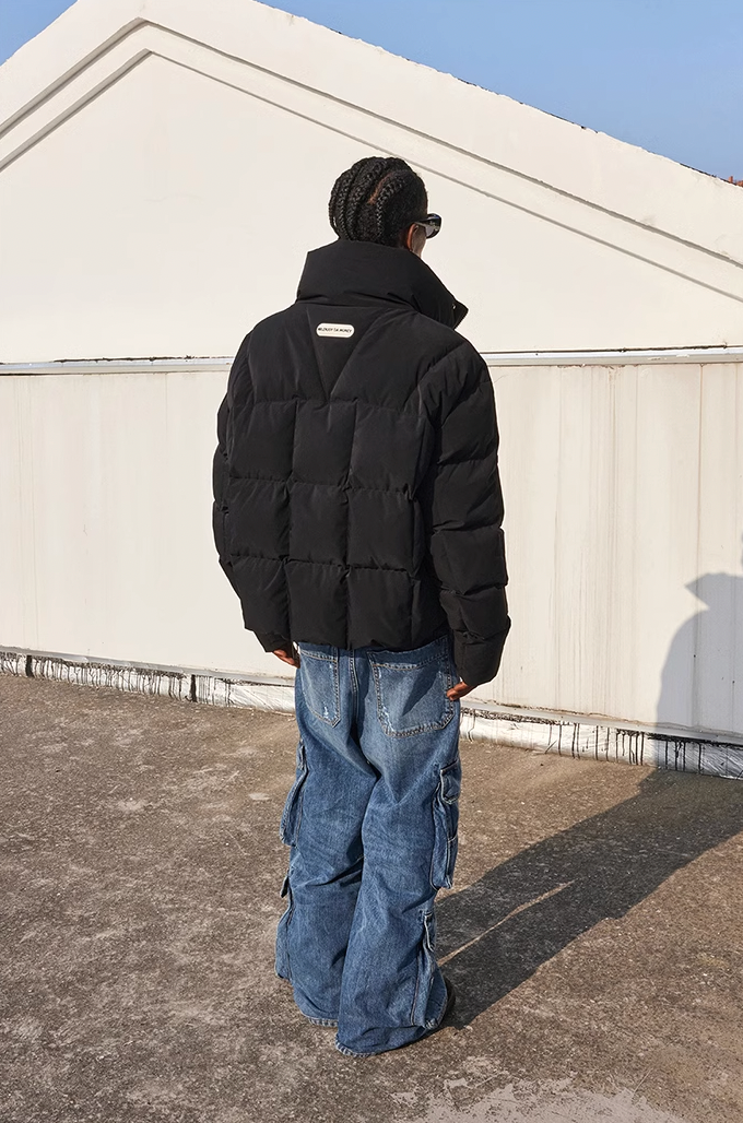 MEDM Standing Collar Embroidery Short Down Jacket