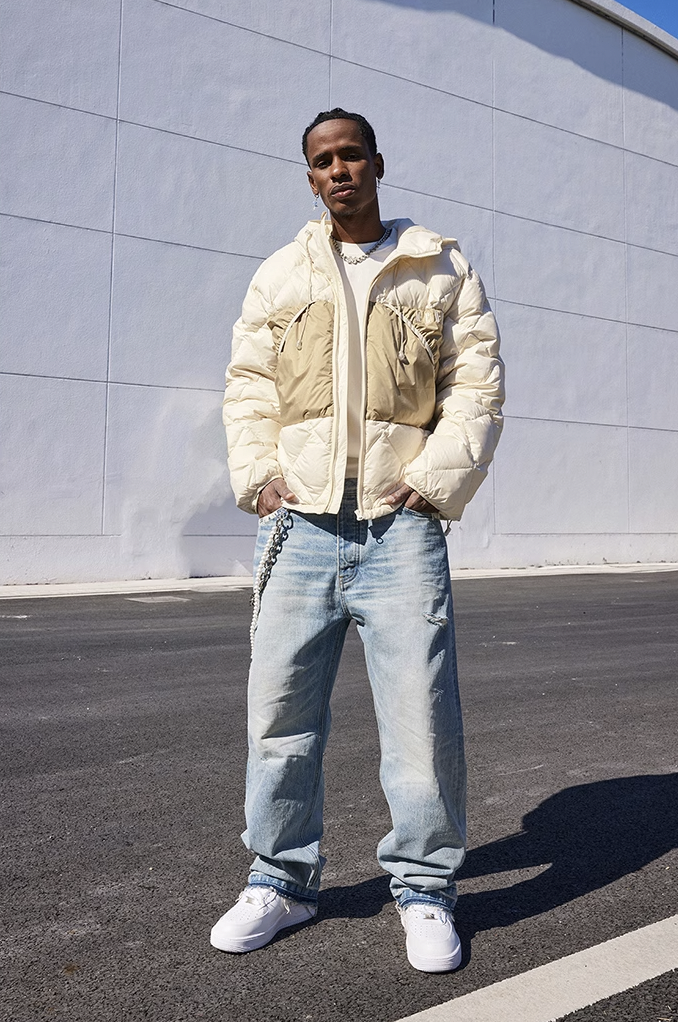 MEDM Patchwork Quilted Hooded Down Jacket