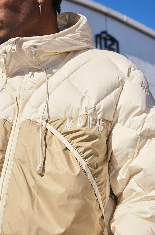 MEDM Patchwork Quilted Hooded Down Jacket
