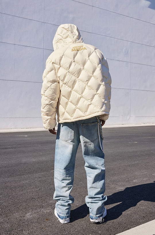 MEDM Patchwork Quilted Hooded Down Jacket