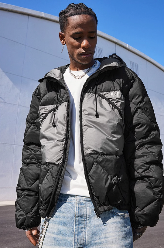 MEDM Patchwork Quilted Hooded Down Jacket