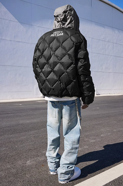 MEDM Patchwork Quilted Hooded Down Jacket