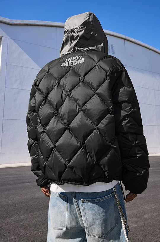 MEDM Patchwork Quilted Hooded Down Jacket