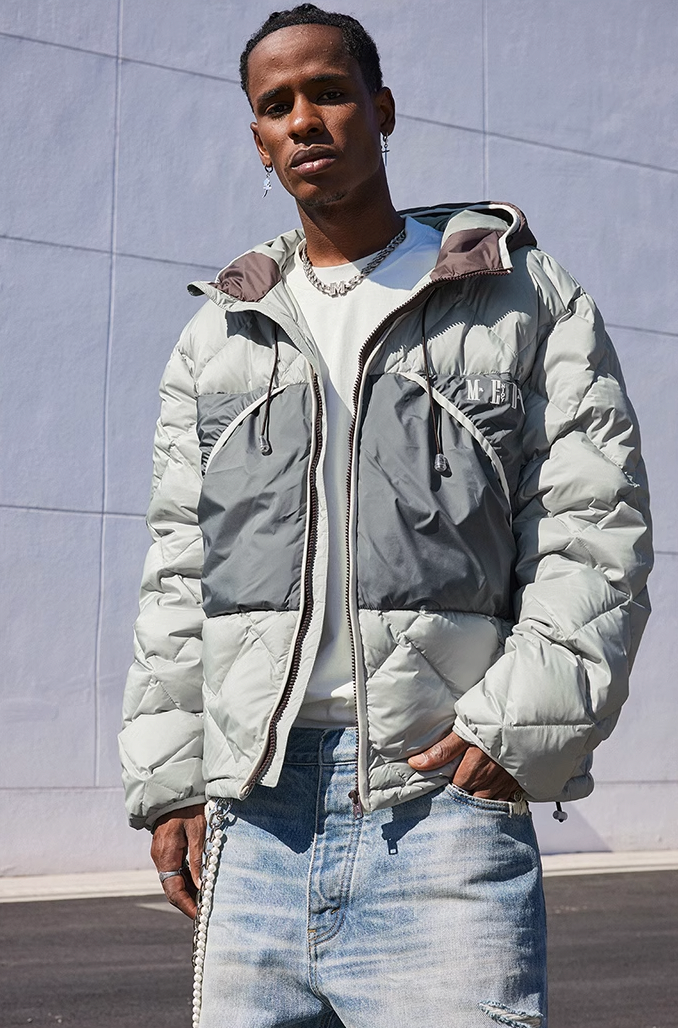 MEDM Patchwork Quilted Hooded Down Jacket