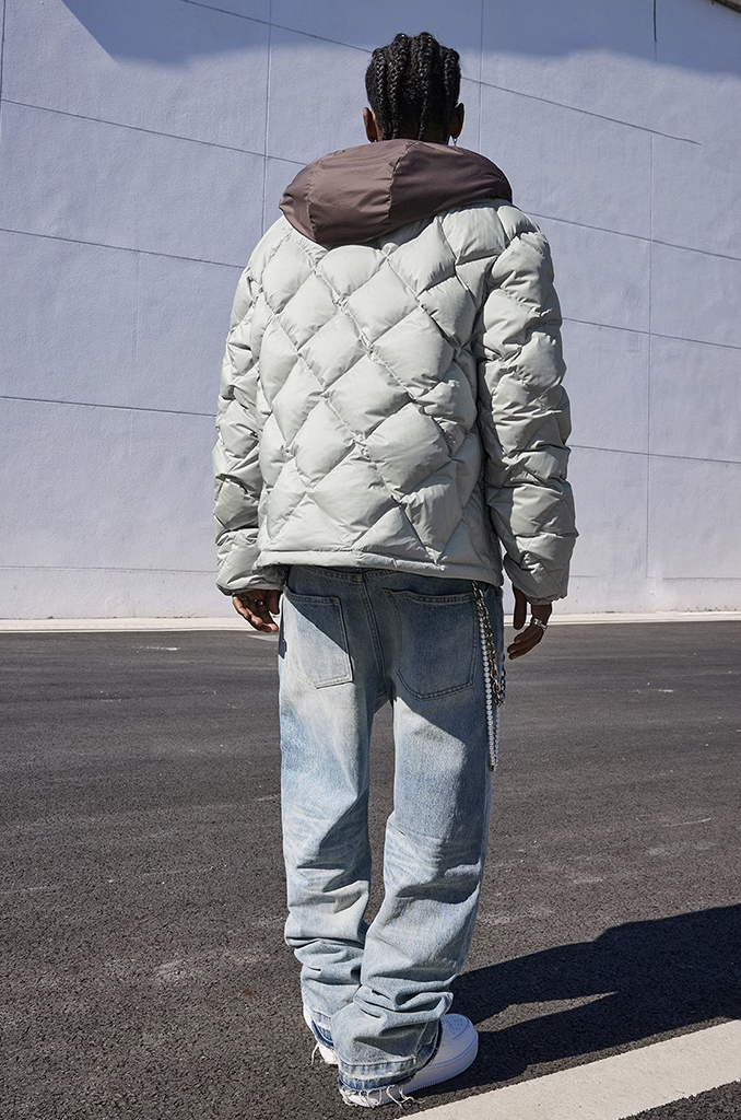 MEDM Patchwork Quilted Hooded Down Jacket