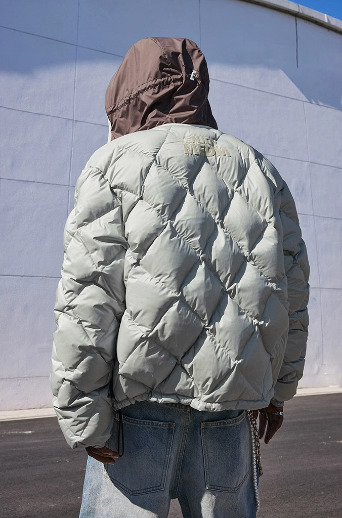 MEDM Patchwork Quilted Hooded Down Jacket