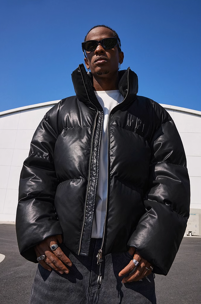 MEDM Embossed Leather Down Jacket