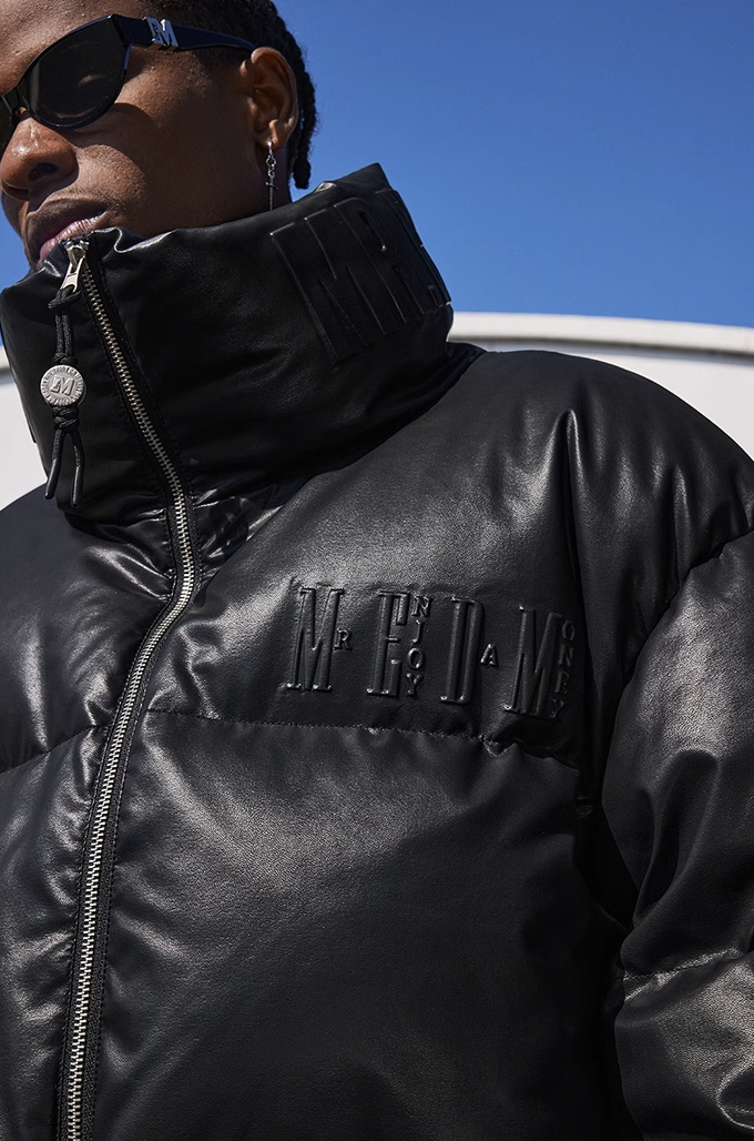 MEDM Embossed Leather Down Jacket