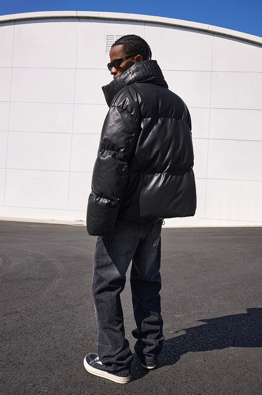 MEDM Embossed Leather Down Jacket