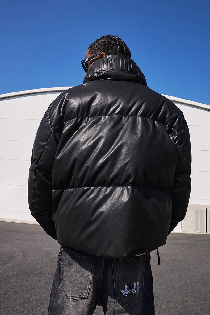 MEDM Embossed Leather Down Jacket