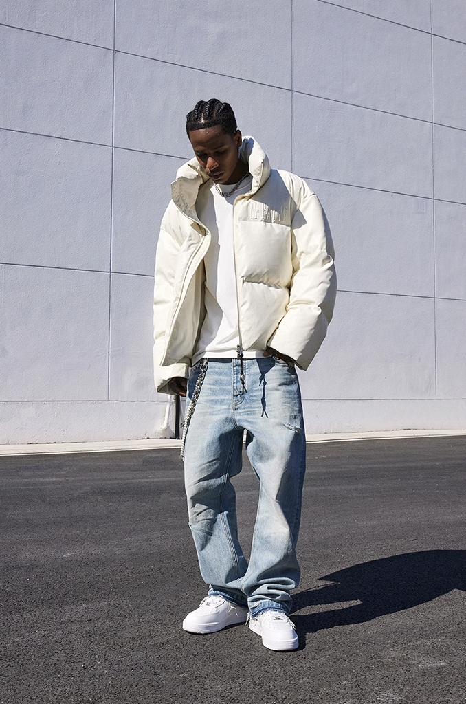 MEDM Embossed Leather Down Jacket