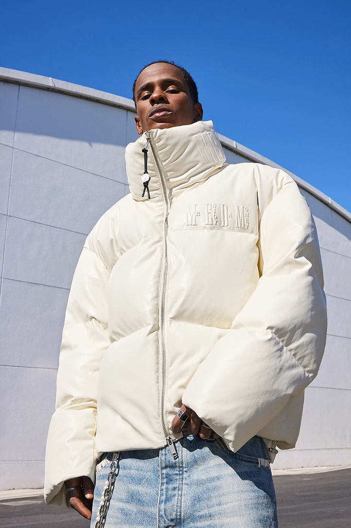 MEDM Embossed Leather Down Jacket