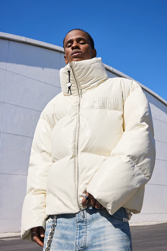 MEDM Embossed Leather Down Jacket