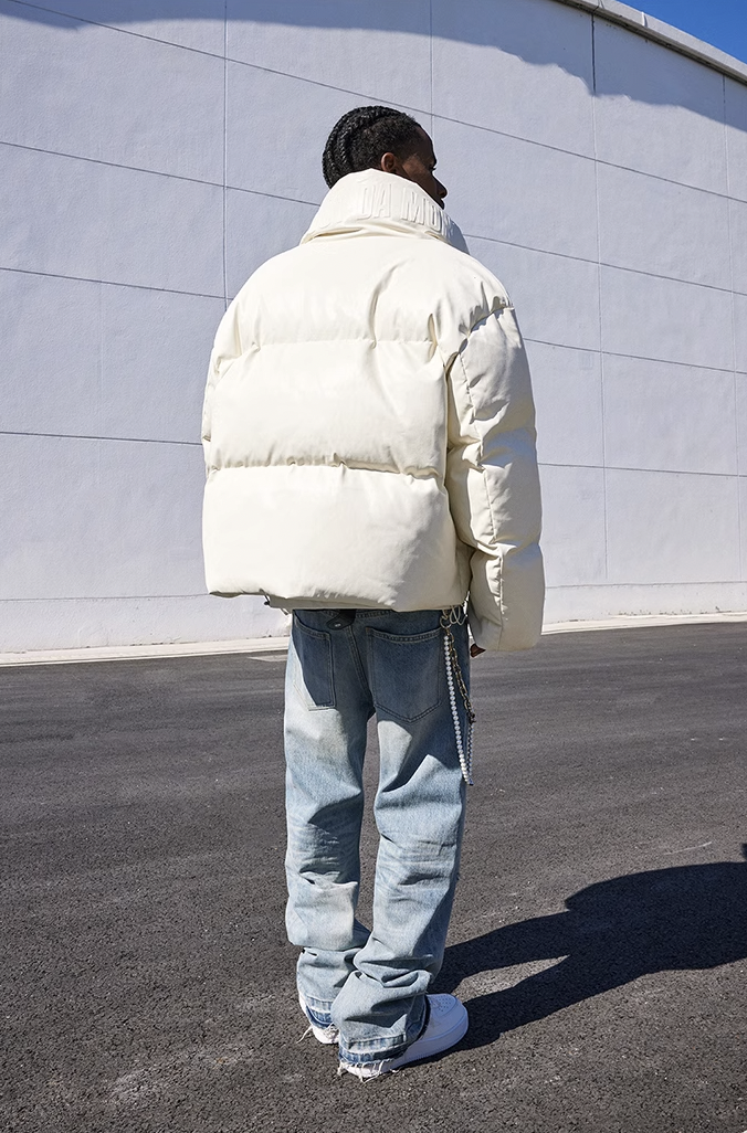 MEDM Embossed Leather Down Jacket