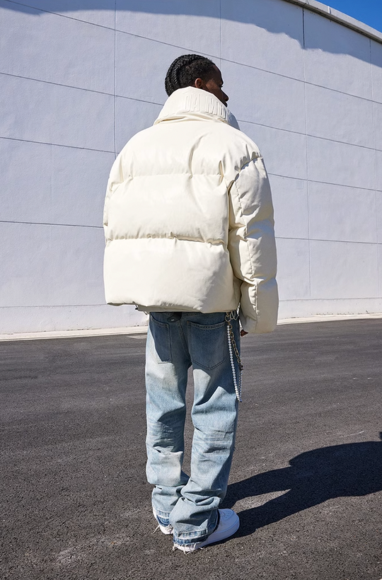 MEDM Embossed Leather Down Jacket