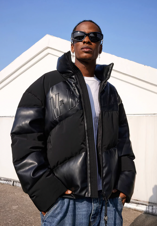 MEDM Embossed Logo Stand Up Collar Down Jacket