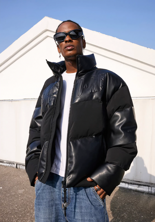 MEDM Embossed Logo Stand Up Collar Down Jacket