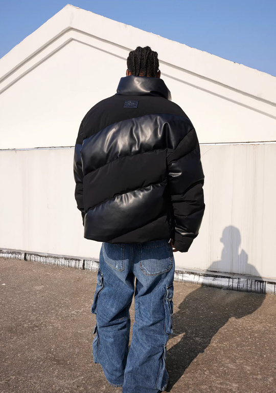 MEDM Embossed Logo Stand Up Collar Down Jacket