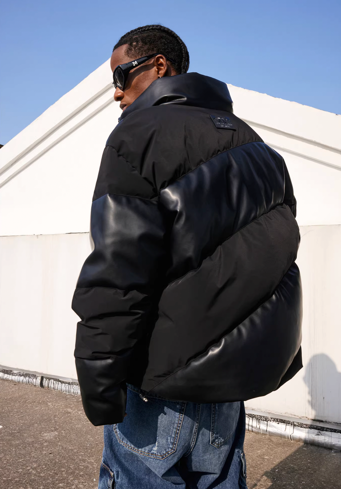 MEDM Embossed Logo Stand Up Collar Down Jacket