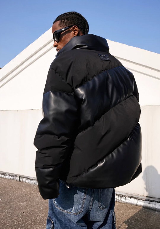 MEDM Embossed Logo Stand Up Collar Down Jacket