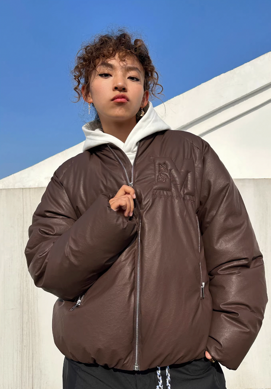 MEDM Embossed Leather Down Jacket MA1