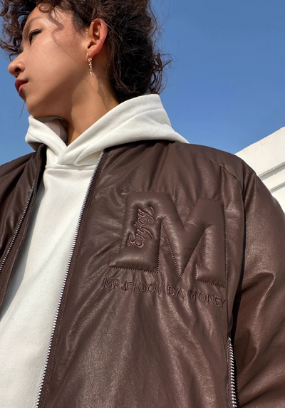 MEDM Embossed Leather Down Jacket MA1