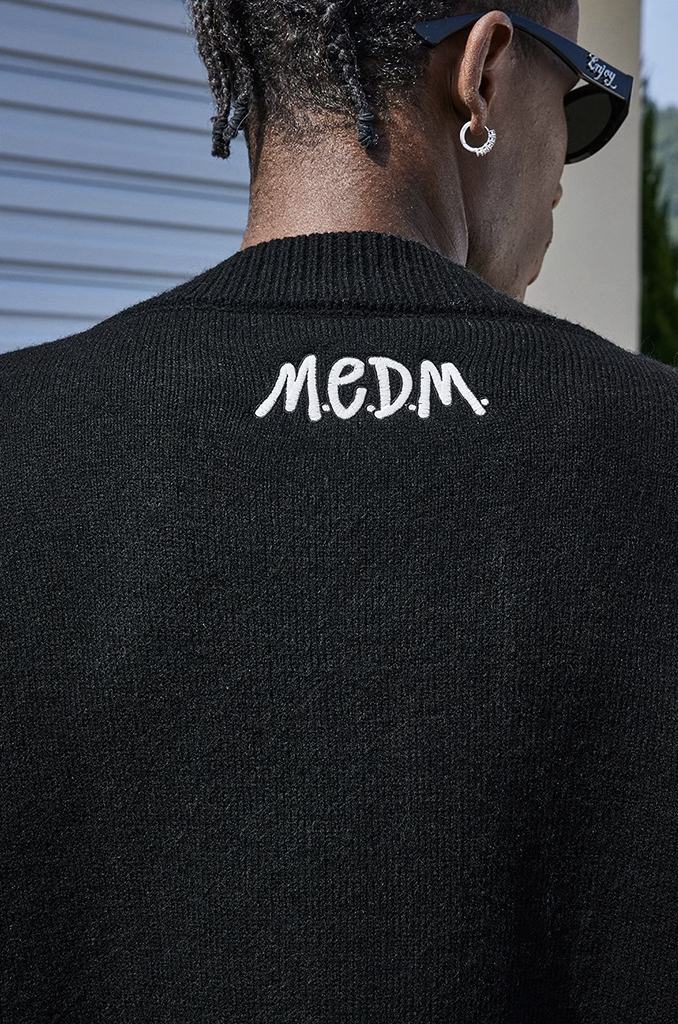 MEDM V Neck Embroidered Knit Cardigan