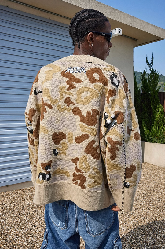 MEDM V Neck Embroidered Knit Cardigan