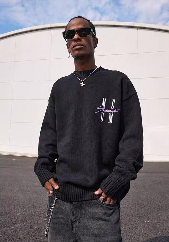 MEDM Basic Embroidery Logo Knit Sweater