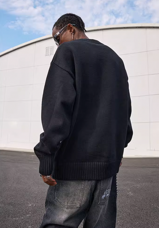 MEDM Basic Embroidery Logo Knit Sweater