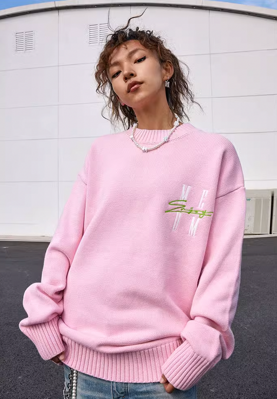 MEDM Basic Embroidery Logo Knit Sweater