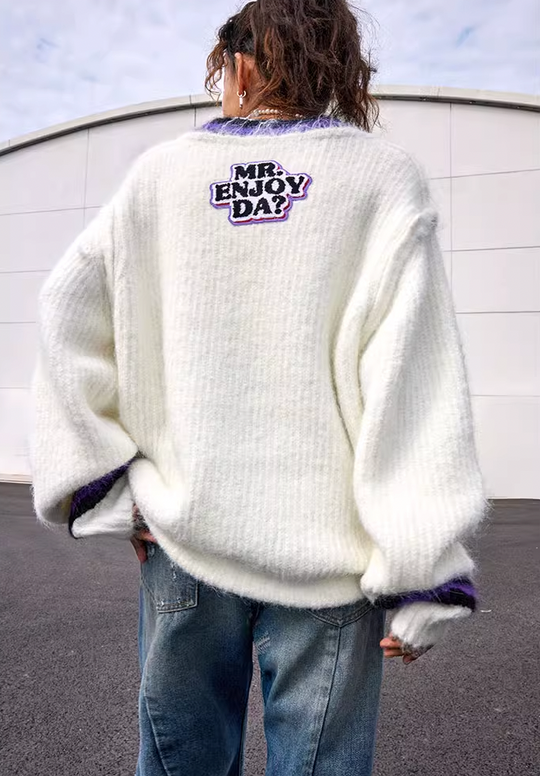 MEDM V Neck Logo Knit Sweater