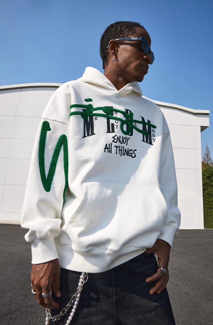 MEDM Logo Embroidered Print Hoodie