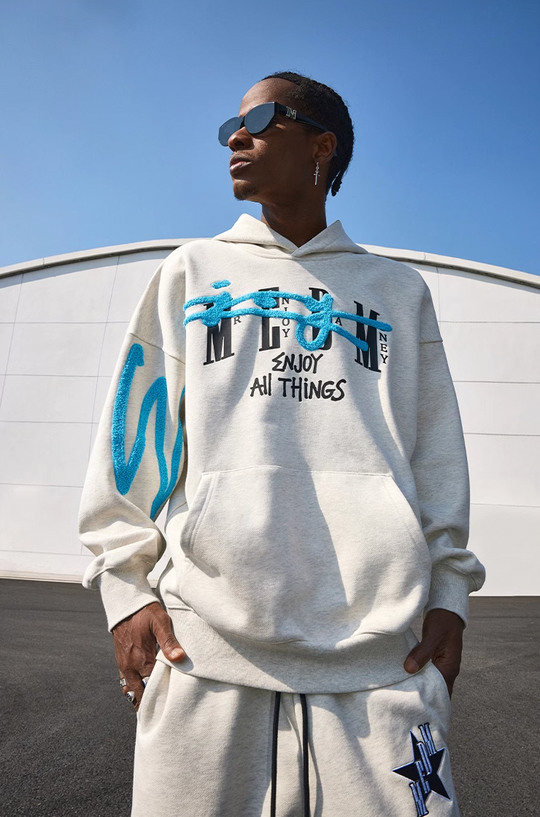 MEDM Logo Embroidered Print Hoodie