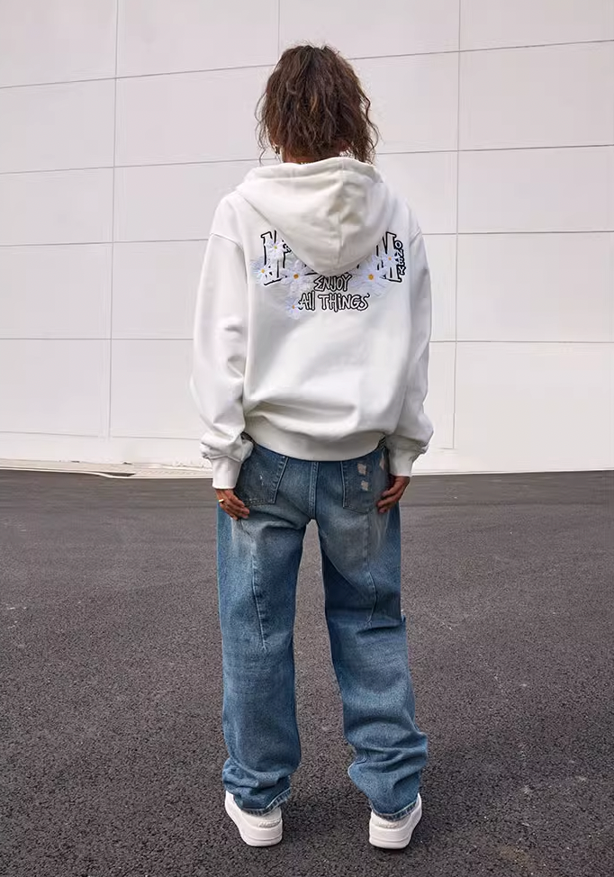 MEDM Small Flowers Embroidery Zipper Hoodie