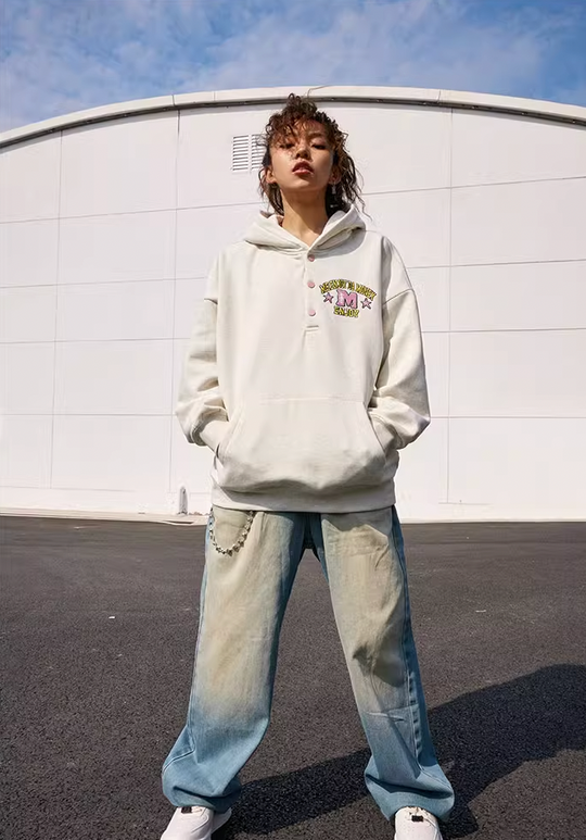 MEDM Buttons Embroidered Hoodie