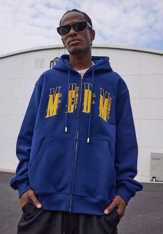 MEDM Basic Towel Embroidery Zipper Hoodie