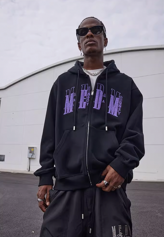MEDM Basic Towel Embroidery Zipper Hoodie