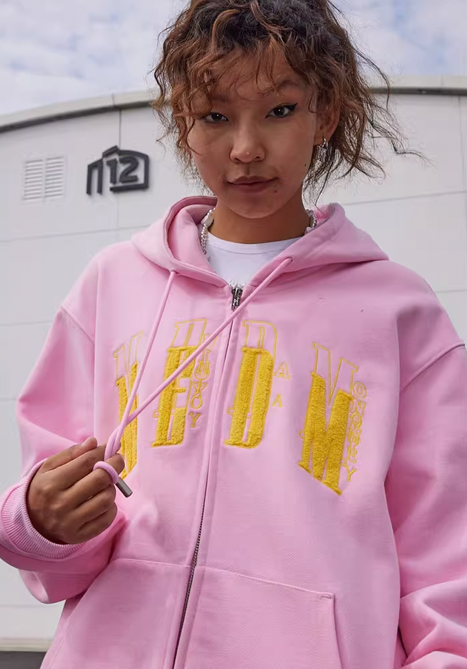 MEDM Basic Towel Embroidery Zipper Hoodie