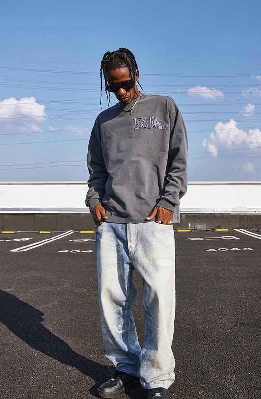 MEDM Logo 3D Embroidery Washed Long Sleeved Tee