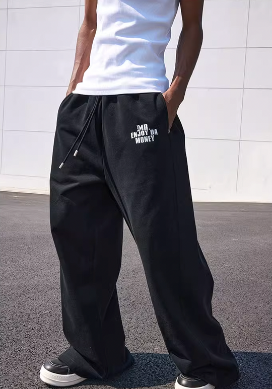 MEDM Basic Embroidered Wide Leg Sweat Pants
