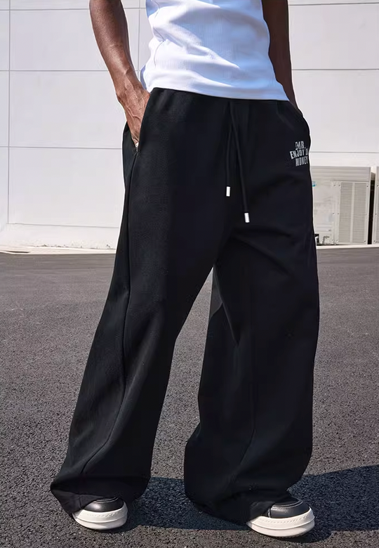 MEDM Basic Embroidered Wide Leg Sweat Pants