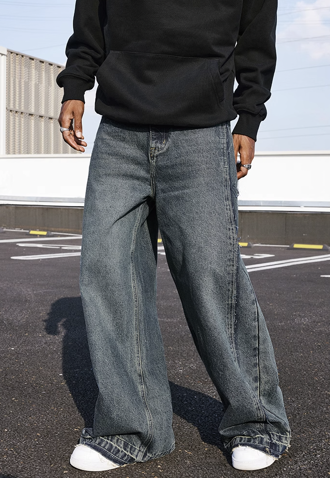 MEDM Raw Edge Design Denim Jeans