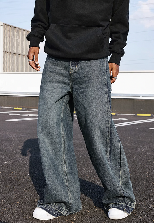 MEDM Raw Edge Design Denim Jeans