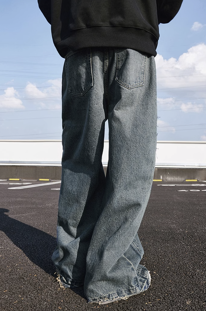 MEDM Raw Edge Design Denim Jeans